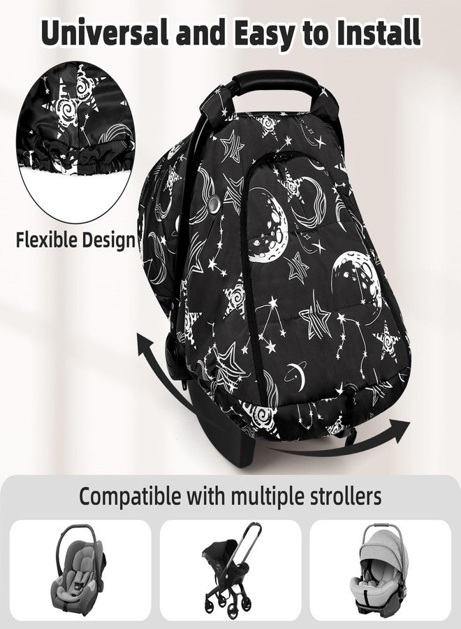 GFU Winter Car Seat Cover Baby, GFU Warm Carseat Cover for Babies, Universal Infant Car Seat Canopy Waterproof, Cold Weather Shield Coats Black Star - Image 2